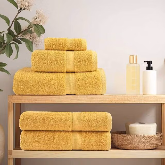 Berkfield Home SOLUND Premium Cotton Terry Towels, Gold, 10 Pack, W: 100 cm, L: 200 cm, 600gsm