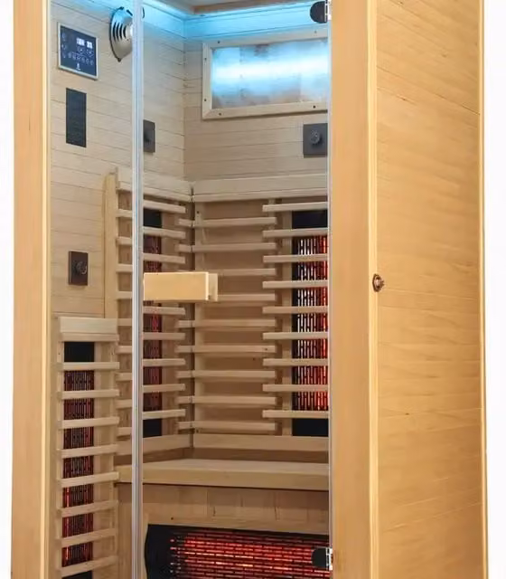 Professor Health HotBox1 1 Seater Infrared Indoor Hemlock Wood Sauna, Orange