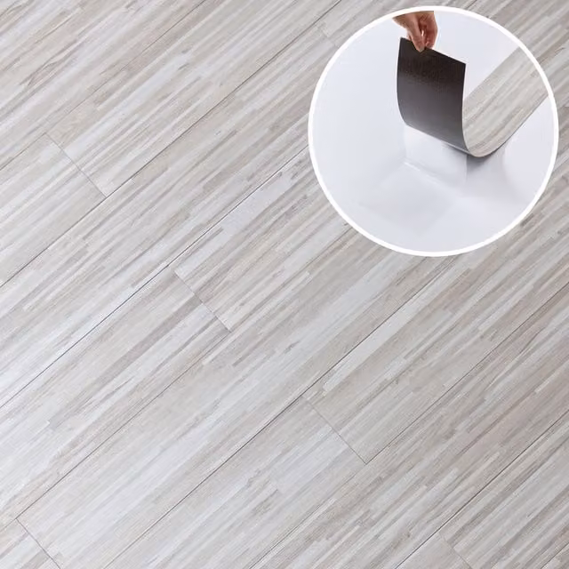 Novecrafto Self Adhesive Wood Look Vinyl Floor Planks in Grey and Silver, 36 Pack