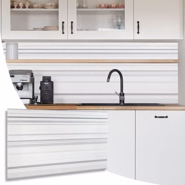 NOVECRAFTO Grey Plain Sparkling Glitter 3D PVC Wall Panels, W: 96 cm, H: 48 cm