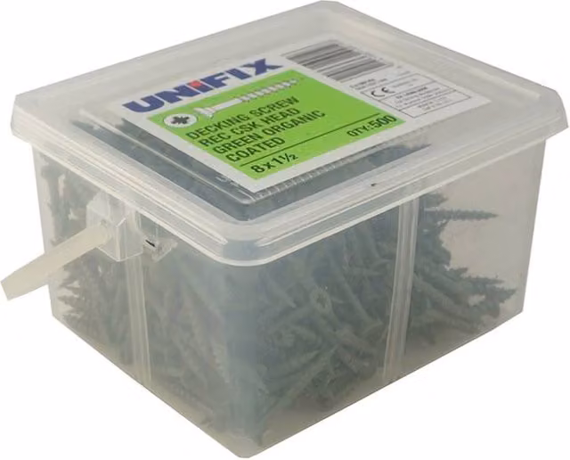 Unifix Green Coated Pozidriv Wood Decking Screws 8G x 63.5 mm