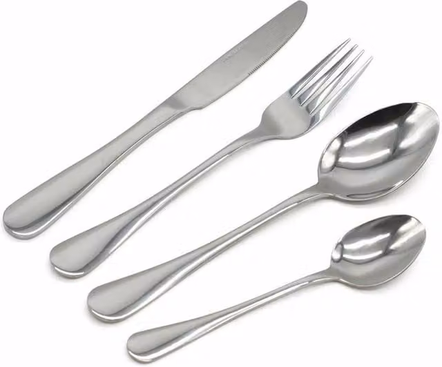 Nordara 24-Piece Polished Stainless Steel Cutlery Set in Silver with Spoons and Forks