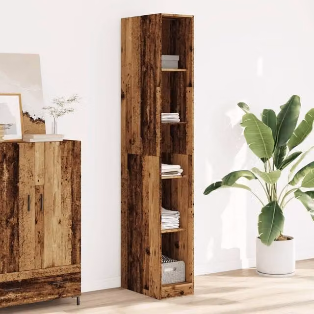 Berkfield Home Old Wood Wardrobe in Brown, W/D/H: 30 x 50 x 200 cm