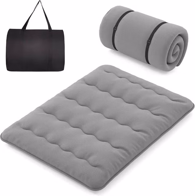 Gymax Queen Size Grey Roll Up Floor Mattress and Tatami Mat with Carry Bag, W: 150 cm x D: 200 cm