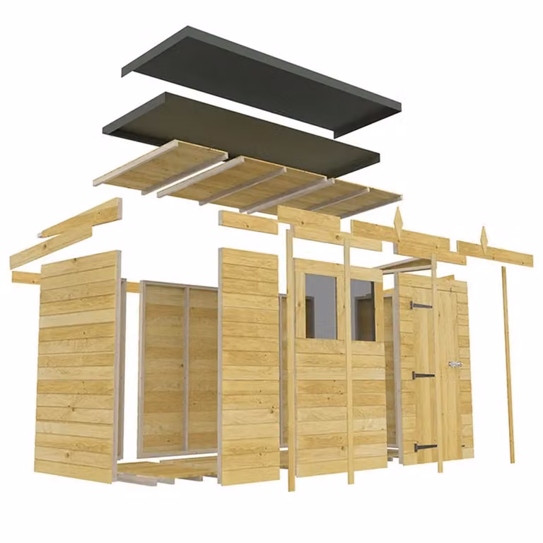 Buttercup Farm Pent Shed in Brown with Single Door and No Window, L147 x W329 x H201 cm