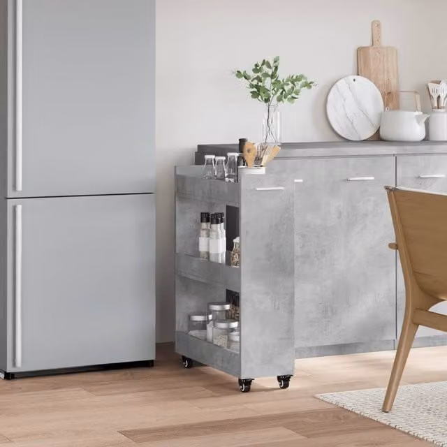 Berkfield Home Classic Freestanding Cabinet with Wheels in Grey, W/D/H: 60 x 22 x 79 cm