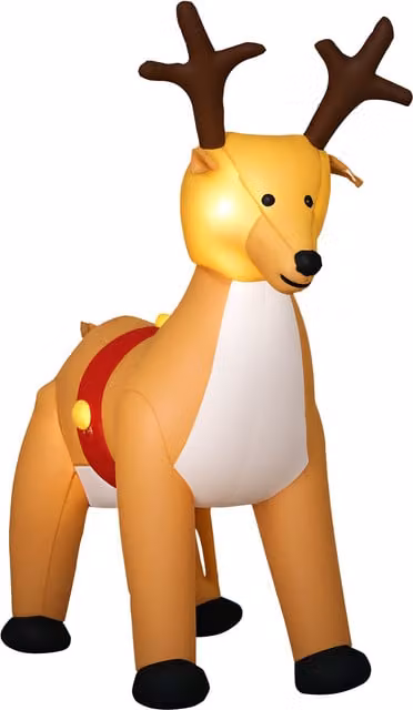 HOMCOM 1.8m Inflatable Christmas Reindeer with LED Lights, Brown Outdoor Holiday Decoration