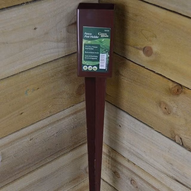 Garden Mile Brown Square In-Ground Fence Post Holder Spike 8cm