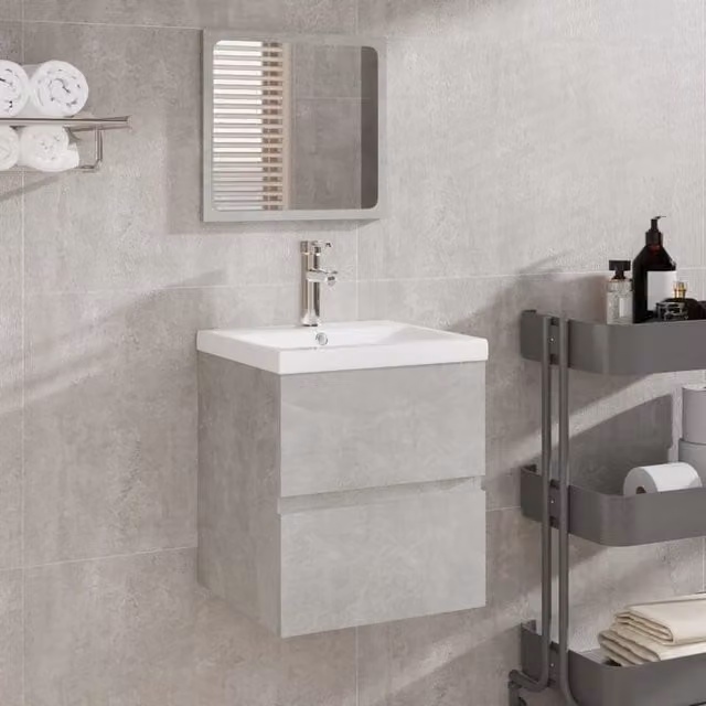 Berkfield Home Wall Mounted Modern Bathroom Cabinet with Mirror in Concrete Grey