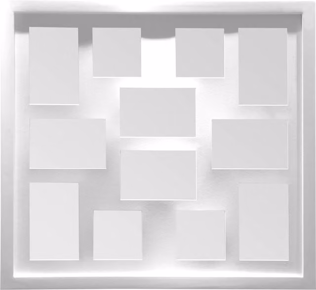 Premier Housewares White Multi Photo Frame for 12 Photos, Wall Mountable, W/D/H: 48 x 4 x 53 cm