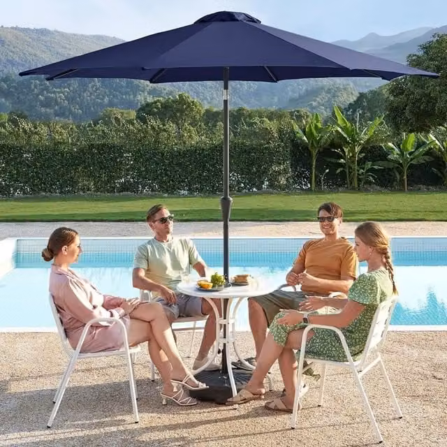 The Bazaarist Double-Tilt Cantilever Patio Sun Umbrella with Crank Opening System in Blue