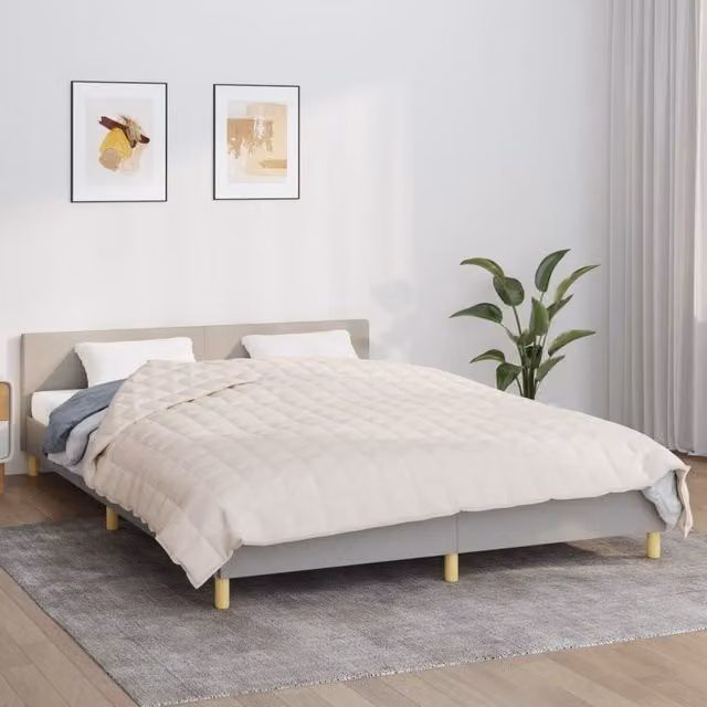 Berkfield Home Weighted Blanket in Beige, W: 220 cm, D: 240 cm, 13 kg