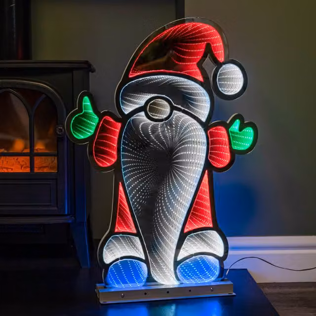 Samuel ALEXANDER 60cm Infinity Christmas Santa on Metal Base with Multi-Coloured LEDs