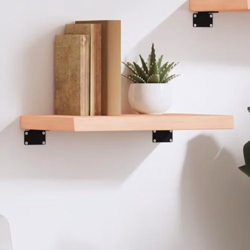vidaXL Wall Shelf in Natural Untreated Solid Oak, W/D/H: 40 x 20 x 4 cm