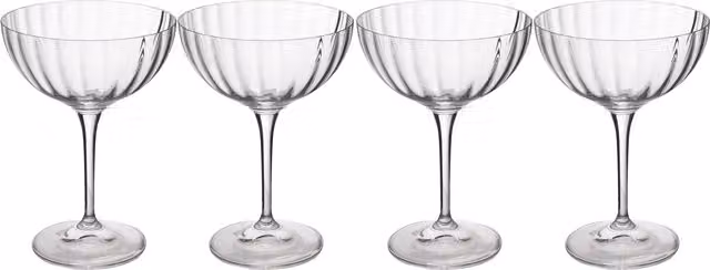 Mikasa Treviso Set of 4 Lead-Free Crystal Champagne or Cocktail Coupe Glasses, 300ml, Clear