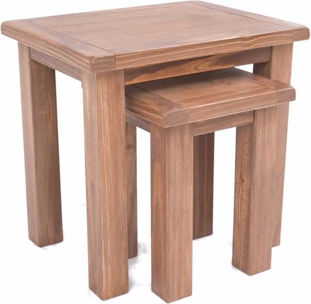 Cabinet Bits Set of 2 Rustic Brown Pine Nest of Tables