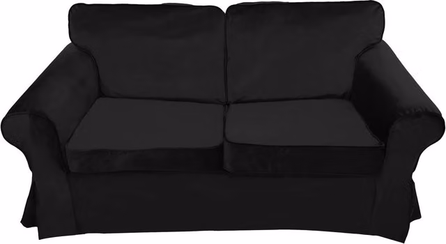 IKEA Ektorp Velvet Sofa Cover in Black, Stain Resistant, W: 179 cm