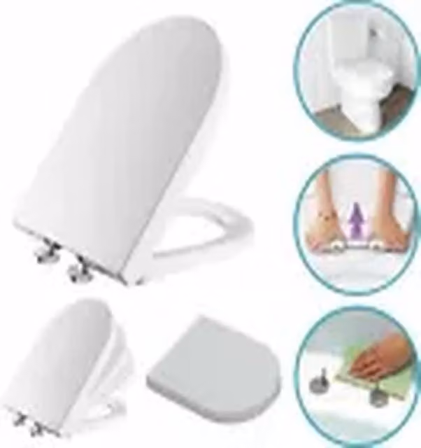 Kelvenix D-Shaped Soft Close Toilet Seat with Quick Release in White