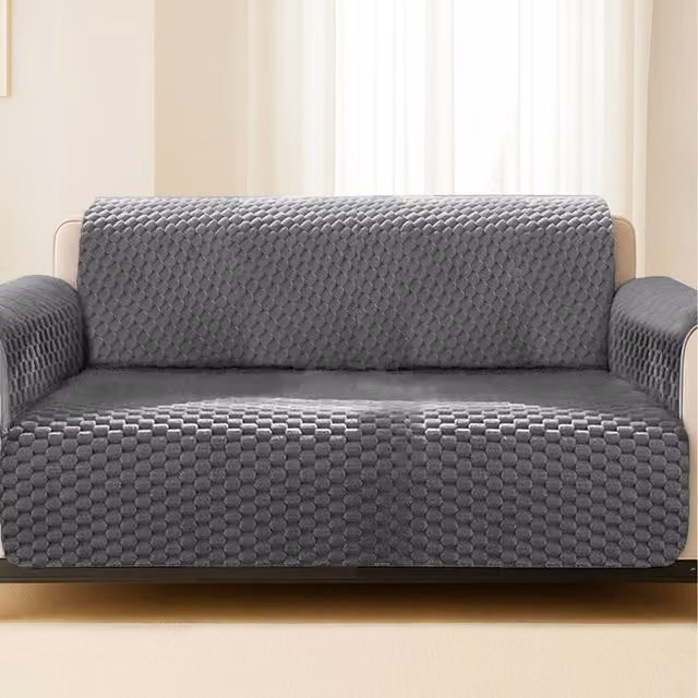 Home Republic Luxury Chunky Popcorn Thermal Sofa Protector in Grey, Width: 116 cm
