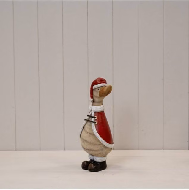 KDMD Polyresin Duck with Red and White Santa Hat Christmas Tabletop Decoration