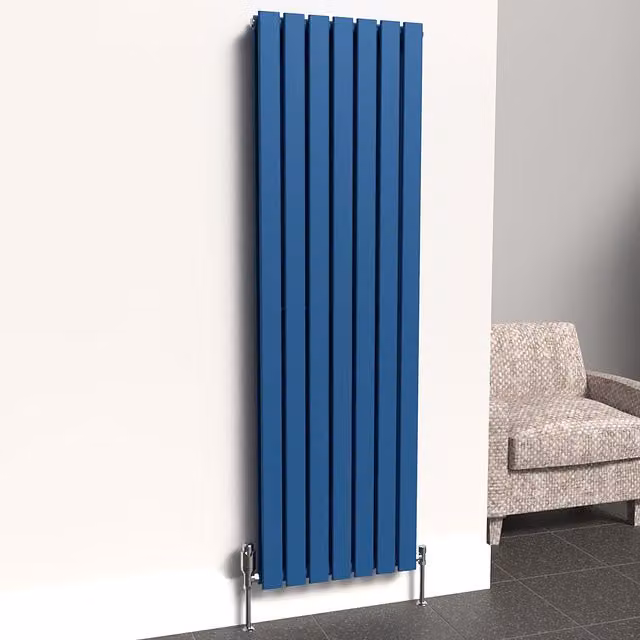 Lux Heat Flat Coloured Vertical Double Radiator in Galaxy Blue, H: 160 cm, W: 49 cm