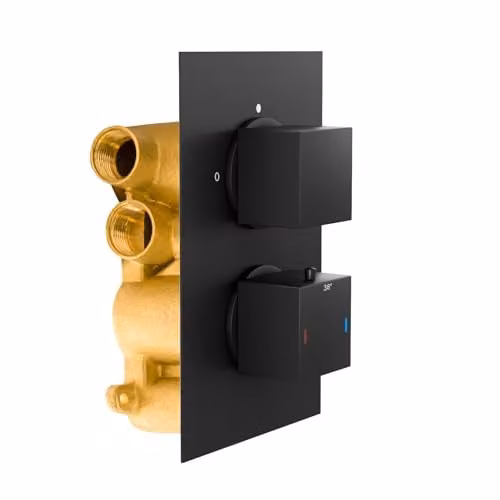 Nes Home Concealed Thermostatic Shower Mixer Valve in Matt Black