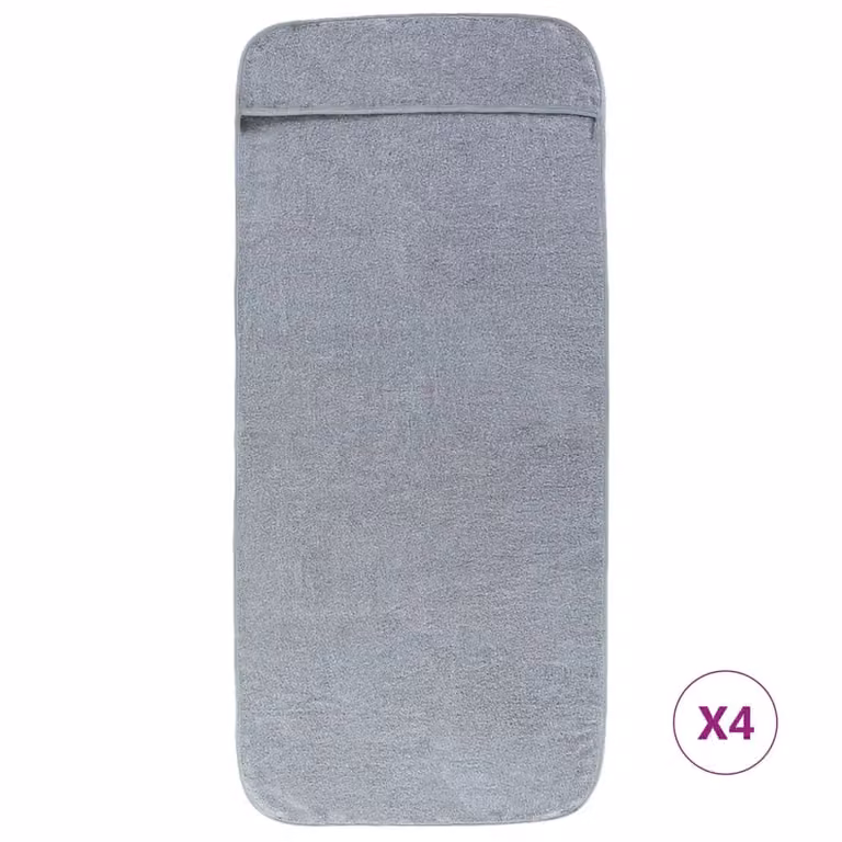 Berkfield Home Set of 4 Grey Quick-Drying Fluffy Beach Towels, W: 60 cm, L: 135 cm, 400 GSM