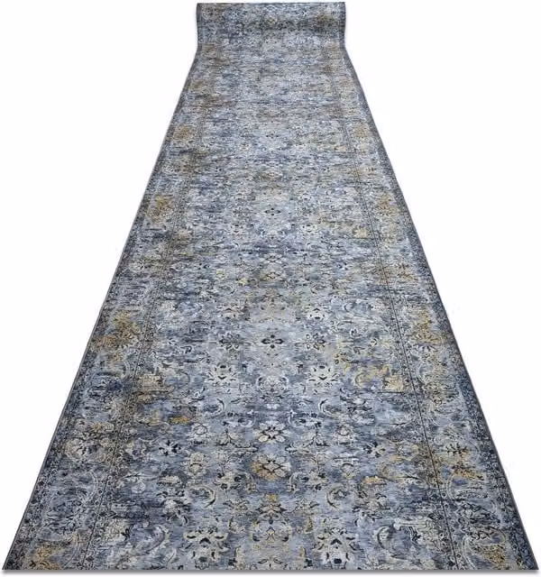 RugsX Anti-Slip Lotus Grey Oriental Vintage Runner, W: 120 cm, L: 520 cm