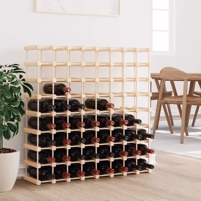 Berkfield Home Rustic Solid Wood Pine Wine Rack in Brown, Holds 72 Bottles, W/D/H: 90.5 x 23 x 90.5 cm