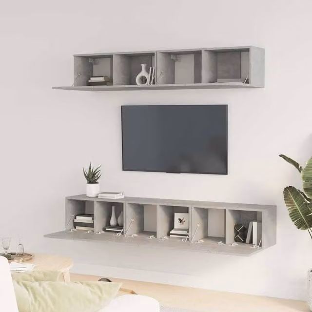 Berkfield Home Classic 5 Piece TV Cabinet Set in Concrete Grey Matt Engineered Wood