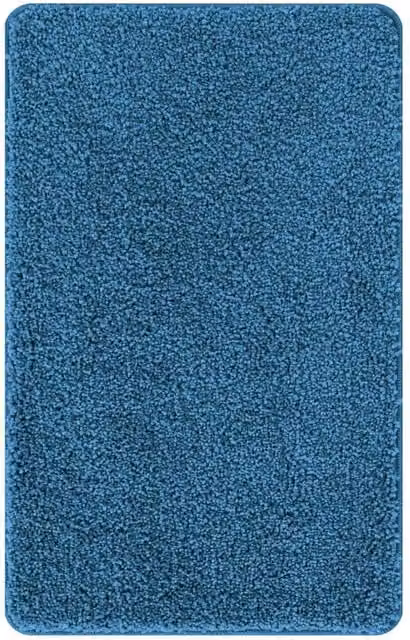 Berkfield Home Non-Slip Rectangular Blue Microfibre Bath Mat, W: 50 cm, L: 80 cm