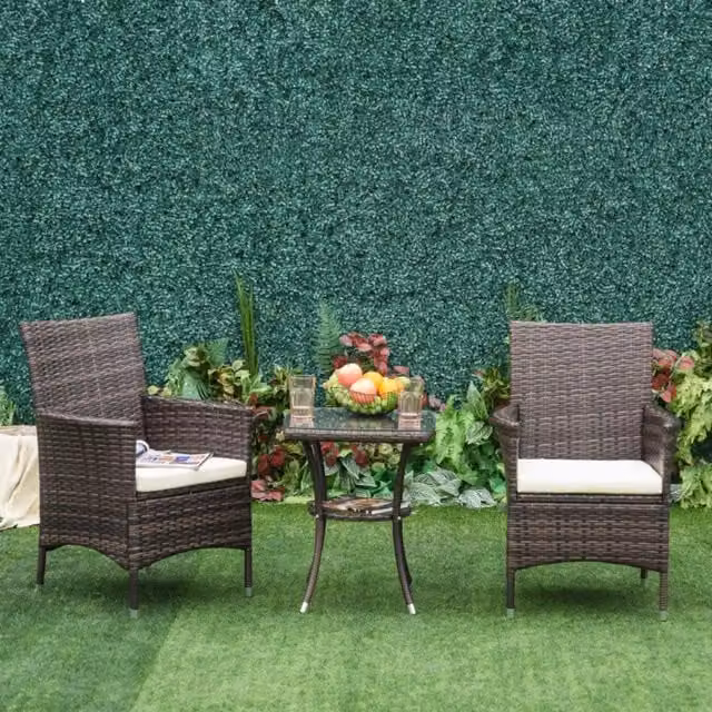 Crescent Bistro Set in Brown Polyrattan