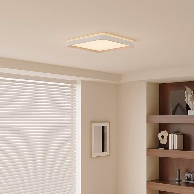 Livingandhome Modern Square LED Ceiling Light with Remote Control and Dimming Function, White and Grey