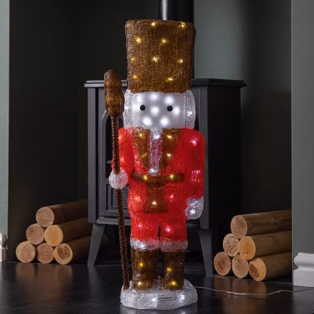 Samuel Alexander 65cm Light Up Acrylic Christmas Nutcracker Decoration with 80 White LEDs