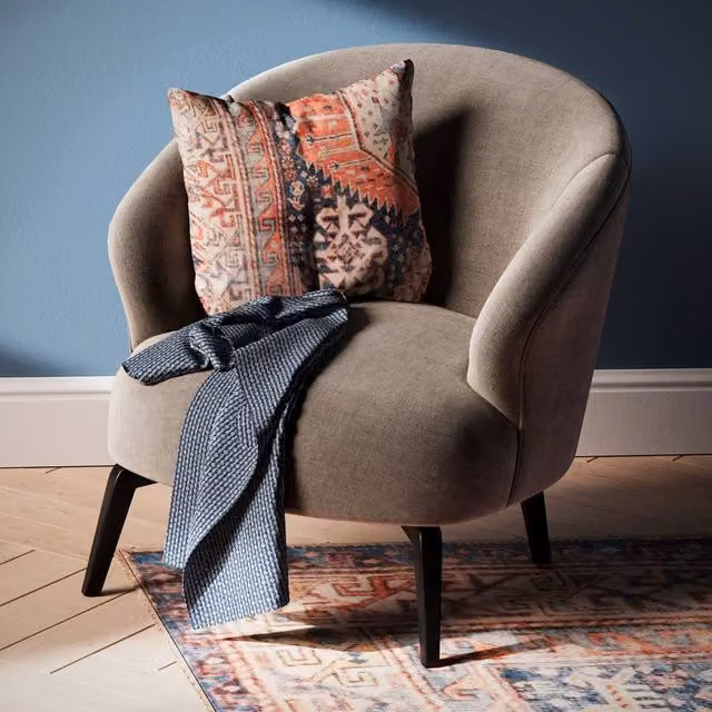 Kukoon Beige Terracotta Persian Style Washable Cotton Square Cushion, W/D/H: 50 x 50 x 50 cm