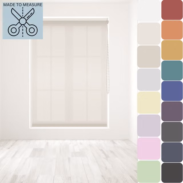 Caecus Made to Measure Straight Edge Roller Blind in Beige, Semi-Transparent