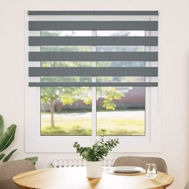 Berkfield Home Zebra Blind in Dark Grey, W: 120 cm, H: 150 cm