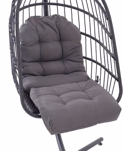 PAWNORA Rectangular Chair Cushion Seat Pad in Dark Grey, W/D/H: 110 x 48 x 8 cm