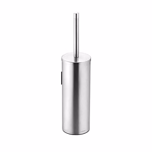 COSMIC Freestanding Toilet Brush Holder with Brush in Light Grey Matte Stainless Steel, W/D/H: 9.5 x 9.5 x 39 cm
