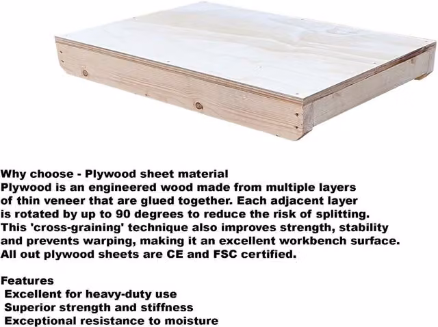 Arbor Garden Solutions Plywood Top Workbench with Double Shelf in Natural Wood, Width: 150 cm