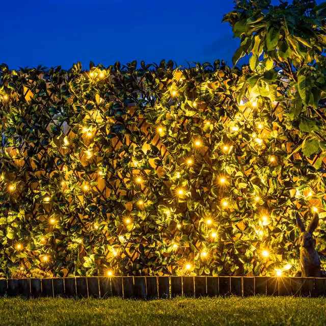 Primrose Extendable Artificial Laurel Leaf Hedge Screening with LEDs in Brown and Green