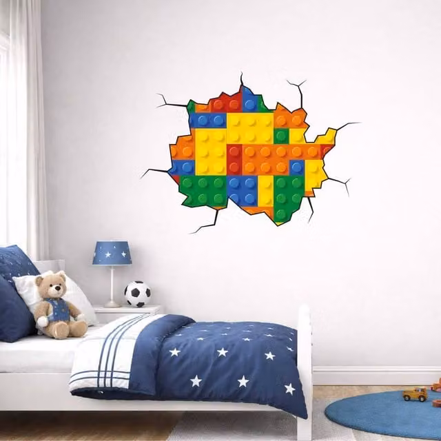 60 SECOND MAKEOVER Building Block Wall Sticker Decal, Multicolour, W: 60 cm, H: 80 cm