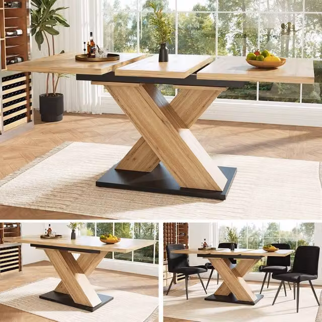 Rolipo Extendable Wood Effect Dining Table in Brown, W: 119-158.5 cm, D: 60 cm, H: 75 cm