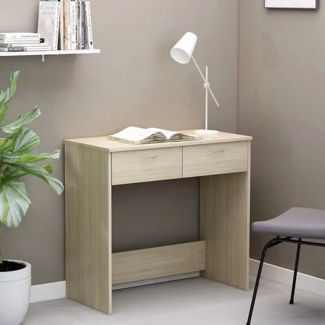 Berkfield Home Sonoma Oak Writing Desk in Brown, W/D/H: 80 x 40 x 75 cm