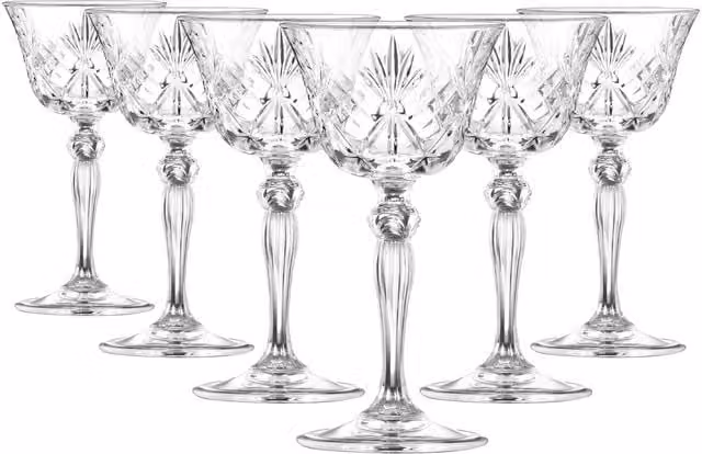 RCR Melodia Geometric Champagne Flutes, Transparent, 260 ml, Set of 6