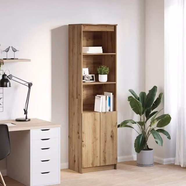 Berkfield Home Artisan Oak Highboard in Brown, W/D/H: 50 x 35 x 180 cm