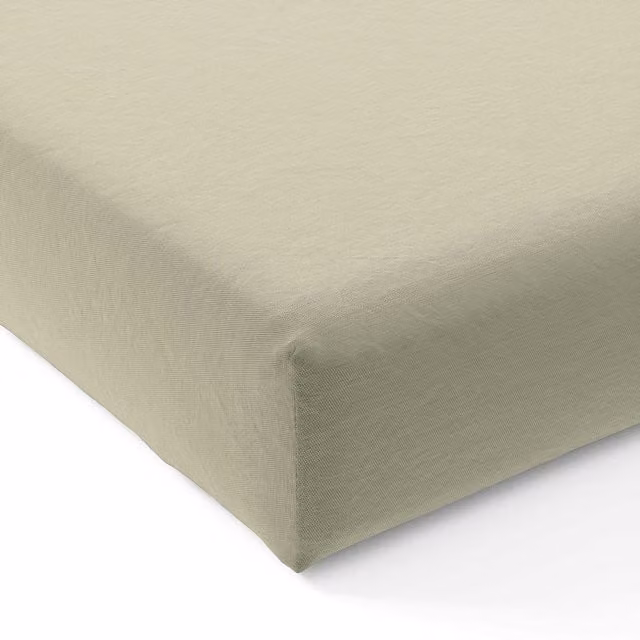 Bedeck of Belfast 200 Thread Count Plain Dye Cotton Percale Double Fitted Sheet, Green, W: 140 cm, L: 200 cm