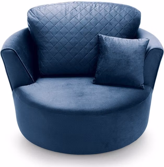 Abakus Direct Chicago Modern Velvet Swivel Tub Chair with Armrests in Dark Blue