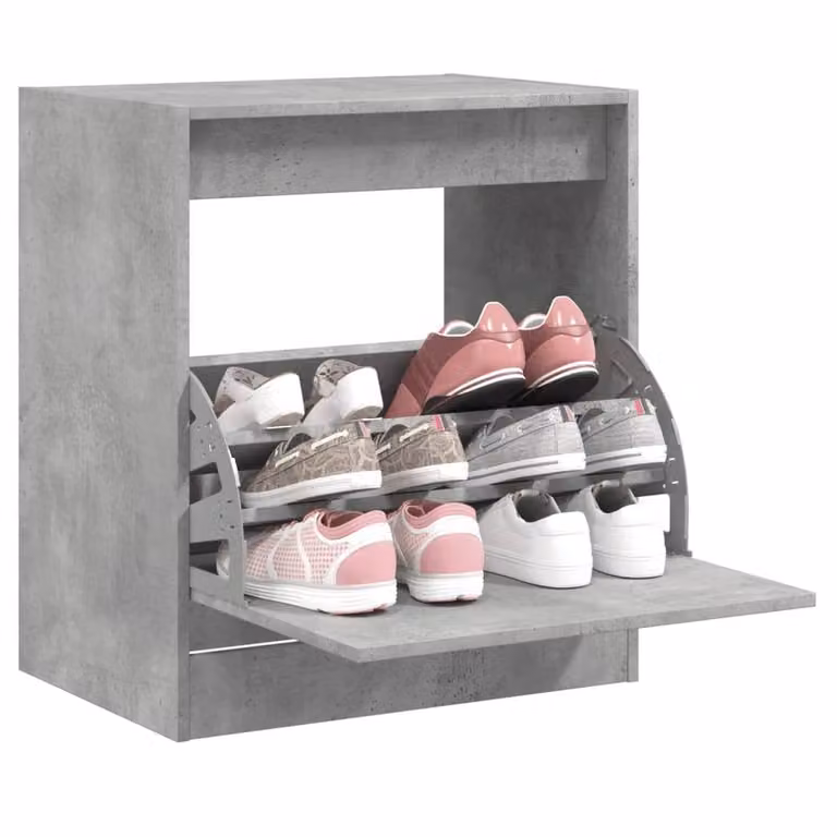 Berkfield Home Modern Grey Shoe Cabinet with Tilting Compartments, W/D/H: 60 x 42 x 69 cm