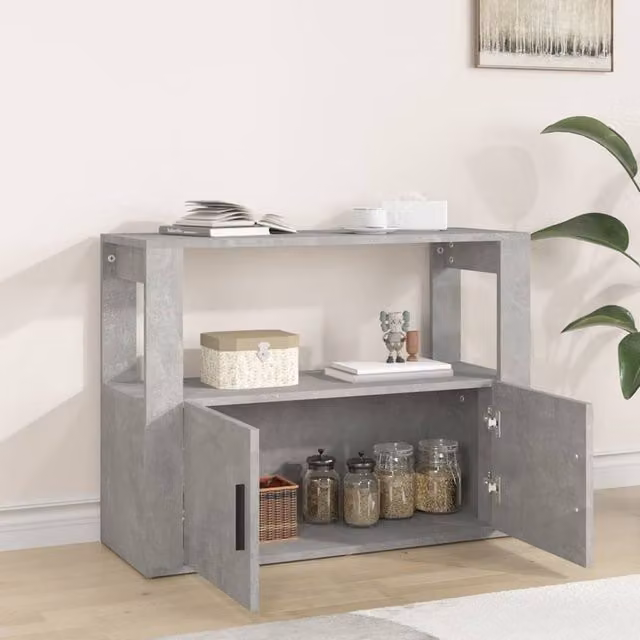 Berkfield Home Modern Sideboard in Concrete Grey, W/D/H: 80 x 30 x 60 cm